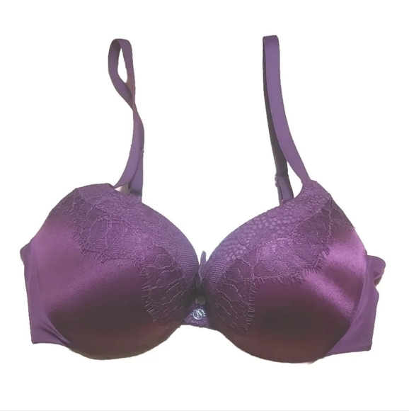 Victoria's Secret Other - Victoria Secret Bra Very Sexy Pushup Plunge Underwire Padded Wine Woman Sz 32C